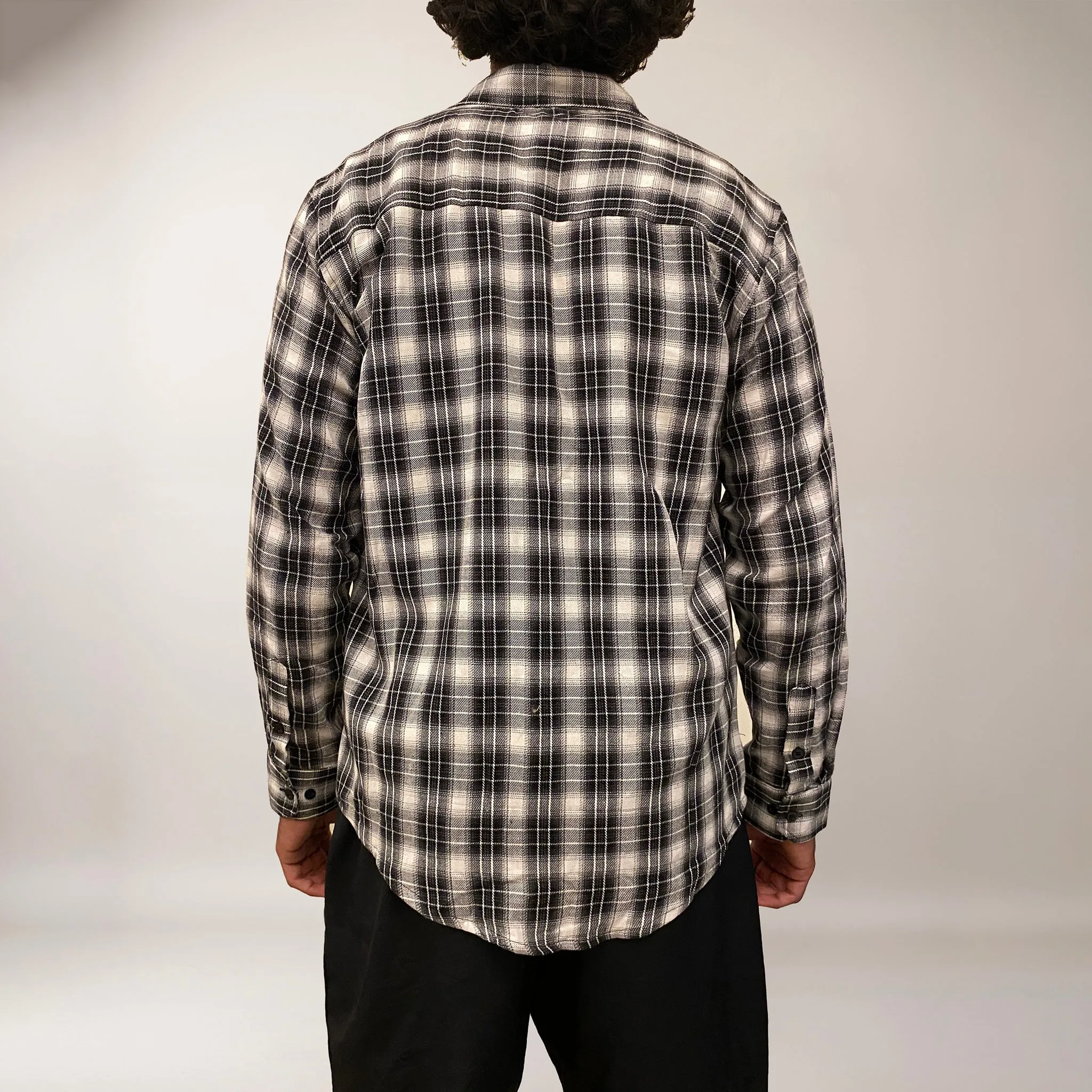 Black checks cotton relaxed fit shirt