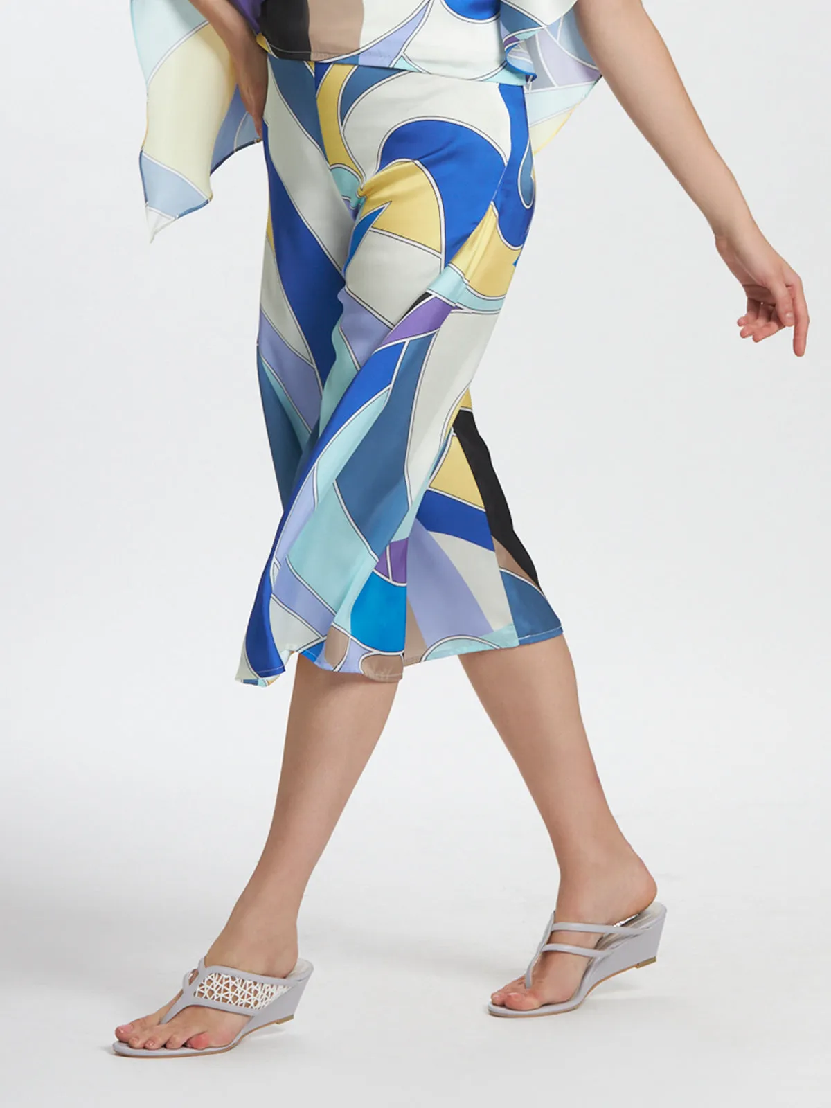 Geometric Print Wide Leg Culottes